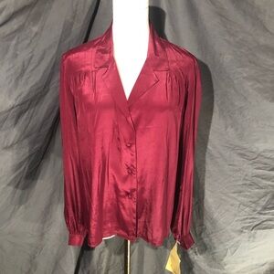 80’s Vintage Red Satin Blouse by Peters and Ashley International